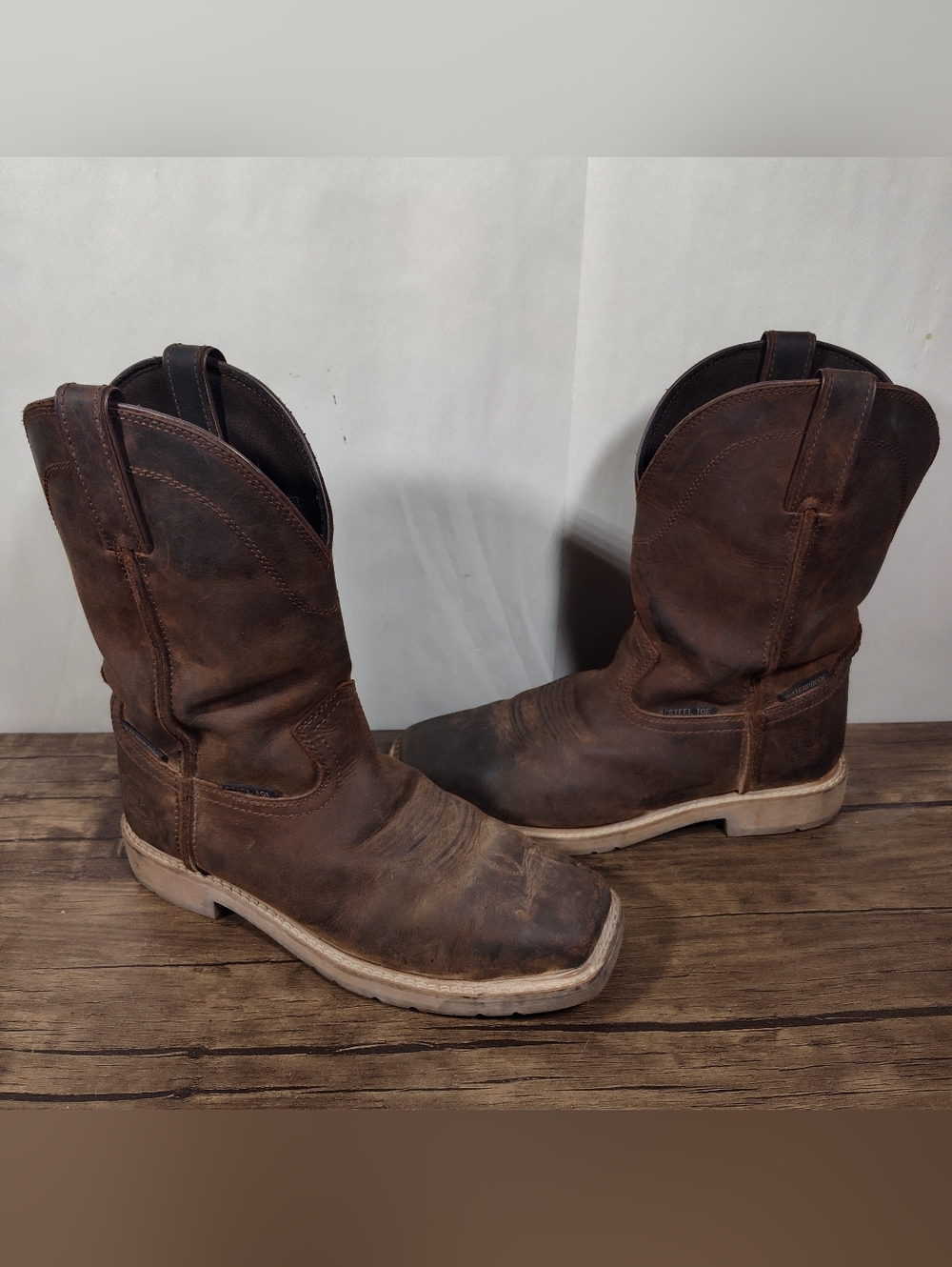 JUSTIN BUSTER PECAN Brown Steel Toe  Men's Boots Size 10.5 D  SE3101